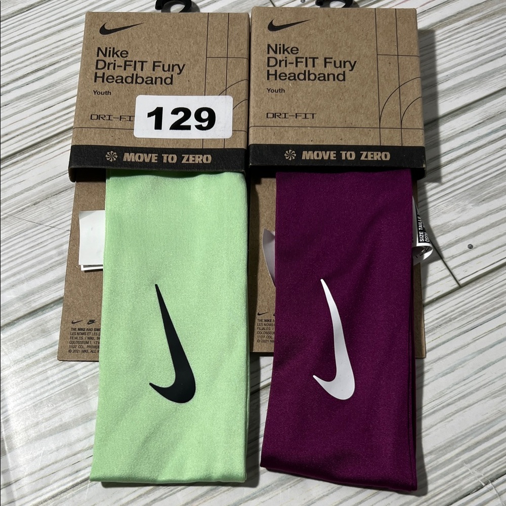 Nike Dri-FIT fury headbands set of 2 youth unisex Mint and Plum‎ OS move to zero